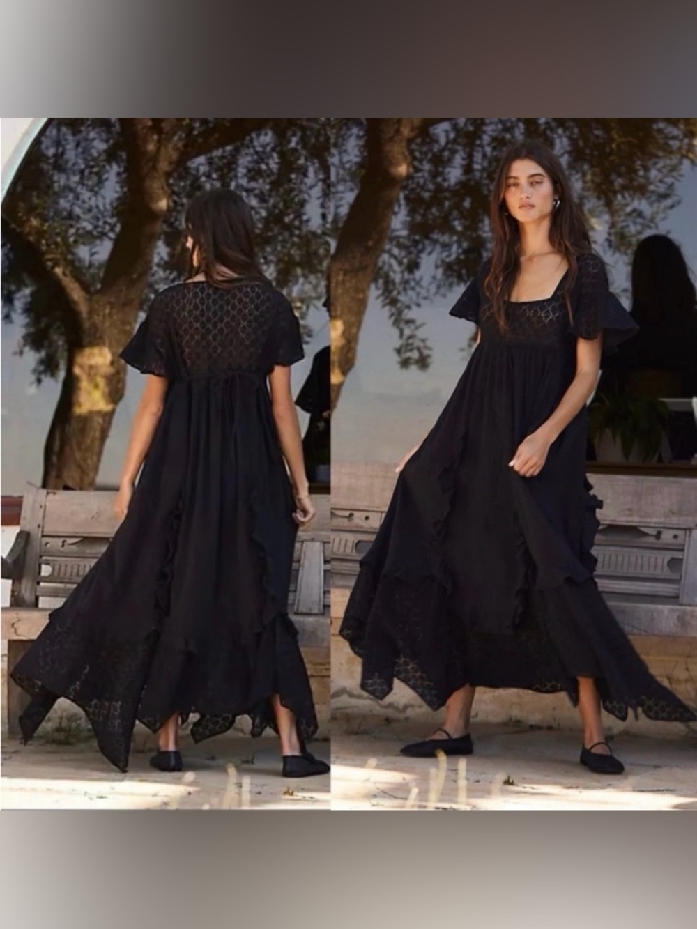 Free People Bring The Romance Black Lace-Detail Midi Dress - Women